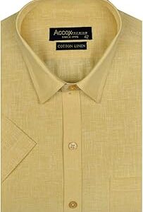 Men's Half Sleeves Solid Plain Regular Fit Cotton Linen Formal Shirts(GCR140)