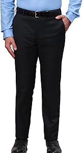 Men's Slim Fit Solid Pattern Polyester Blend Flat Front Formal Trouser