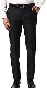 Men Slim Fit Solid Pattern Poly Viscose Blend Flat Front Formal Trouser