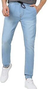 Men's Light Blue Slim Fit Stretch Jogger Jeans