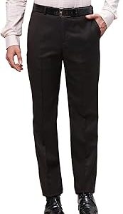 Men's Poly Rayon Blend Solid Pattern Smart Fit Flat Front Formal Trouser
