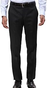 Men's Poly Rayon Blend Checks Pattern Smart Fit Flat Front Formal Trouser