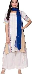 Women Off White Cotton A-Line Kurta Flared Palazzo Suit Set