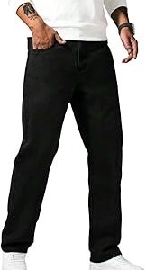 Men's Black Regular Fit Jeans | Cotton Blend Mid Rise Clean Look Denim Casual Streetwear Style Jeans for Men