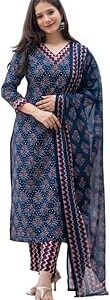 Women's Floral Straight Printed Kurta Pant With Dupatta Set | kurta sets for woman