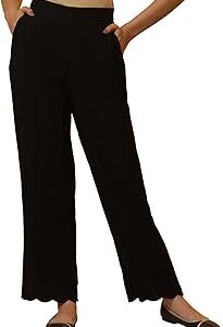 Gold Solid Palazzos for Women's Ethnic Bottomwear
