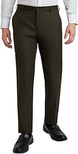 Men's Mid Rise Contemporary Fit Solid Pattern Poly Viscose Blend Flat Front Formal Trouser