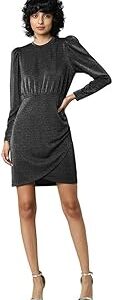 Women Black Shimmer Solid Sheath Dress