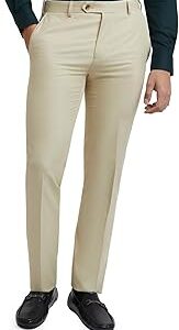 Men's Polyviscose Blend Solid Pattern Slim Fit Flat Front Formal Trouser