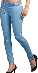 Womens Slim Fit Denim Lycra Stretchable Jeggings Mid Rise, Ankle Length with Elasticated Waistband (Multi Color & Plus Size Also Available) (Size 30-46 Inch)