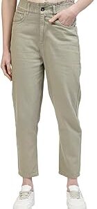 Women's Relax Fit Green Cotton Cargo Jeans