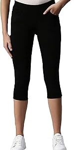 Womens Slim Fit Denim Lycra Stretchable Capri Mid Rise with Elasticated Waistband (Multi Color & Plus Size Also Available)