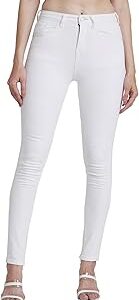 High Rise Skinny Fit White Jeans for Women