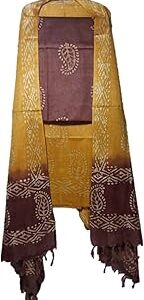 Women's Cotton Silk Dress Material Unstitched Suits Piece With Dupatta (Maroon)