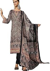 Un Stitched Women's Digital Printed Pure Pashmina Woolen Salwar suit Dress Material for winter wear with warm Pashmina Digital shawl dupatta