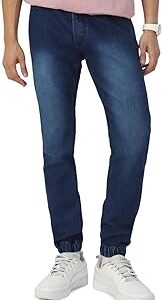 Men's Blue Slim Fit Stretchable Jogger Jeans (jog-hps-mblue-38-01)