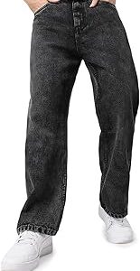 Men's Loose Baggy Fit Washed Jeans Non-Stretchable