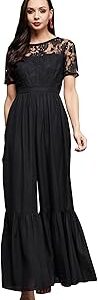 Women's Lavender V Neck 3/4th Sleeve Solid Pleated Regular Jumpsuit
