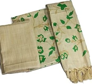 Women's Cotton Silk Unstitched Printed Suite Dress Material With Dupatta (Green)
