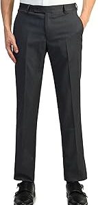Men's Grey Textured Mid Rise Polyester Button Tapered Fit Flat Front Slant Pocket Trousers