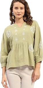 Balloon Sleeve Chikankari Work Top