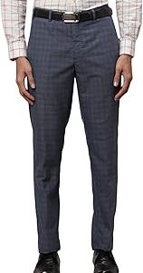 Men's Polyester Blend Checks Pattern Smart Fit Flat Front Formal Trouser