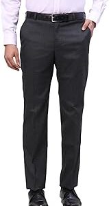 Men's Structure Pattern Regular Fit Polyester Blend Flat Front Formal Trouser