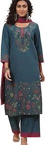 Printed Cotton Round Neck Womens Salwar Kurta Dupatta Sets
