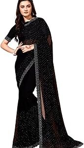 Women Embellished Bollywood Chiffon Saree Elegant Design For Weddings, Parties, And Festivities