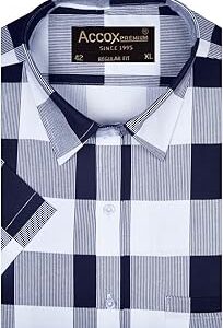 Men's Breathable Cotton Half Sleeves Checkered Regular Fit Shirt (O_GCR437)