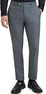 Slim Fit Polyester Blend Stripe Pattern Flat Front Formal Trouser