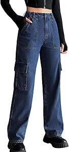 Women Flap Pocket Six Pocket Cargo Jeans | Regular Fit Jeans for Women | Jeans Pant for Women