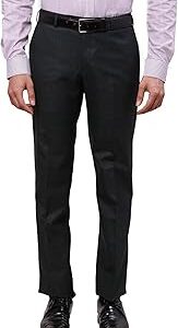 Men's Polyviscose Blend Solid Pattern Smart Fit Flat Front Formal Trouser