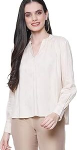 Women Off White Liva Straight Printed Top