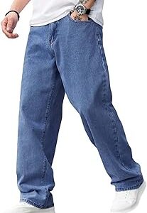 Men's High-Rise Relaxed-Fit Jeans - Cotton Blend Comfortable Denim, Timeless Appeal