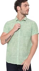 Men's Cotton Blend Textured Half Sleeves Shirt