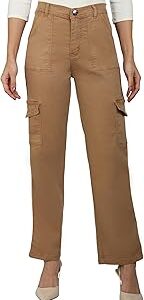 Women's Denim Relaxed Fit Color Cargo Jeans