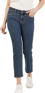 Women's Straight Fit Jeans - Mid-Rise | Cotton Blend | Stretchable Fabric | Classic 5 Pocket Styling