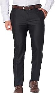 Men's Slim Fit Polyester Blend Solid Pattern Flat Front Formal Trouser