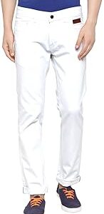 Men's Regular Fit Denim Mid Rise Jeans(BM-JNS-White-34)