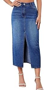 Women's High-Waist Flared Knee-Length Fashionable A-Line Denim Pencil Skirts