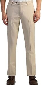 Men's Beige Textured Mid Rise Polyester Button Tapered Fit Flat Front Slant Pocket Trousers