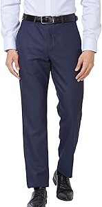 Men's Polyester Blend Structure Pattern Smart Fit Flat Front Formal Trouser