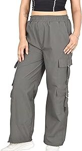 Women's Solid Cargo Pants with Double Side Pockets