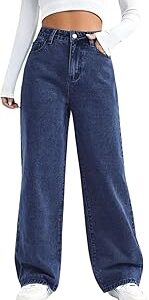 Women High Waist Wide Leg Baggy Denim Jeans | Regular Fit Jeans for Women | Jeans Pant for Women WD_Stone_z1wq_P