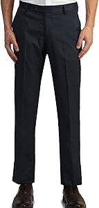 Men's Blue Textured Mid Rise Polyester Button Tapered Fit Flat Front Slant Pocket Trousers