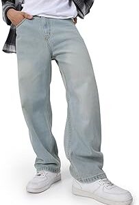 Men's Loose Baggy Fit Washed Jeans Non-Stretchable