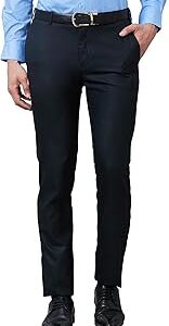 Slim Fit Polyester Blend Structure Pattern Flat Front Formal Trouser
