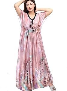 Women's Silk Geometric Print Maxi Nightgown