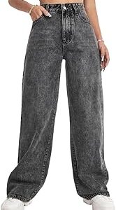 Women’s High Waist Wide Leg Baggy Jeans Light Wash Denim Everyday Style
